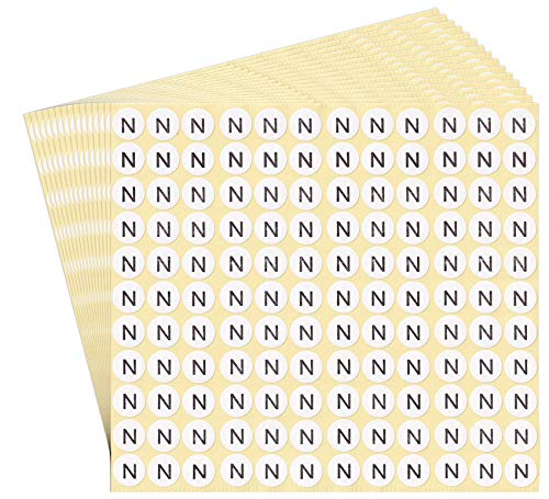 dealzEpic - Alphabet Stickers of The Letter N - Small Round Paper Self-Adhesive Peel and Stick Letter Labels - Set of 15 Sheets