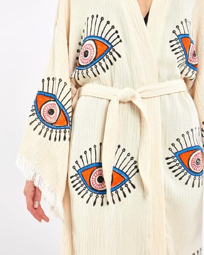 Image of Evil Eye Kimono Robe - Beach Kimono Coverups for Woman