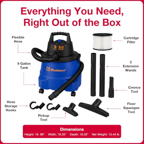 Image of Koblenz WD-9 L212 Wet Dry Vacuum Cleaner, 9 Gallon, 5.0 PHP