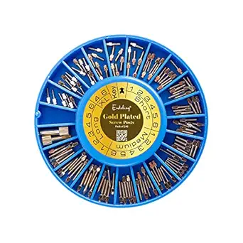 EndoKing Dental Conical Screw Posts | Stainless Steel | Complete Set | Corrosion Resistant | Gold Plated (Pack of 120)