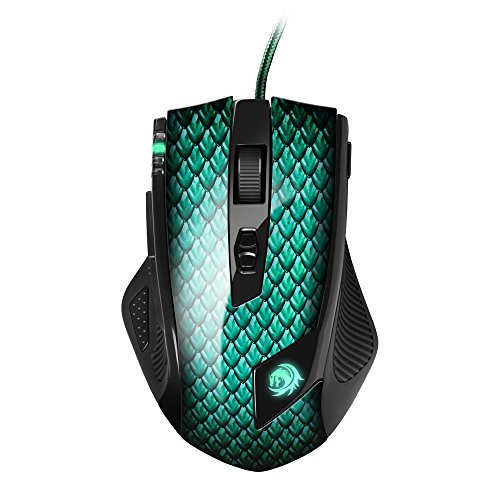 Sharkoon DRAKONIA - Ratón Gaming Láser, 5000 DPI, 11 Botones, Verde