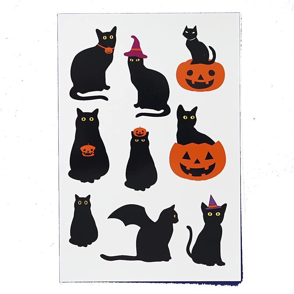 Amazon.co.jp: puikko タトゥーシール ハロウィン 黒猫
