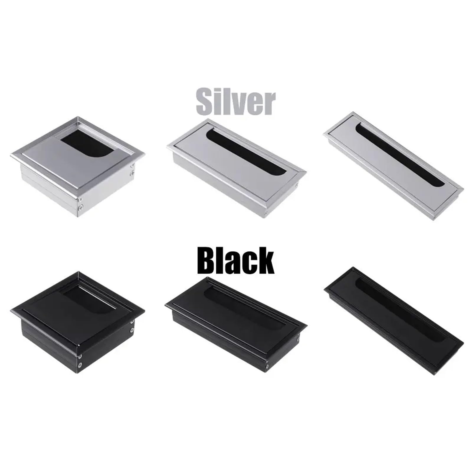 kabeldurchführung Aluminiumlegierung PC Schreibtisch Rechteck Draht Kabeltülle Bürotisch Lochabdeckung Auslassanschluss mit schwarzer Bürste(Black-80x275mm)