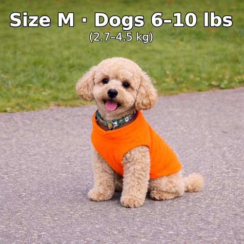 Image of JACKO & CO - Fleece Vest Dog Sweater with Leash Ring - Soft, Warm & Lightweight Pullover Coat for Small & Medium Dogs, Puppies & Cats - Cozy Fall /Winter /Spring Pet Jacket (Orange, Medium 6-10lbs)