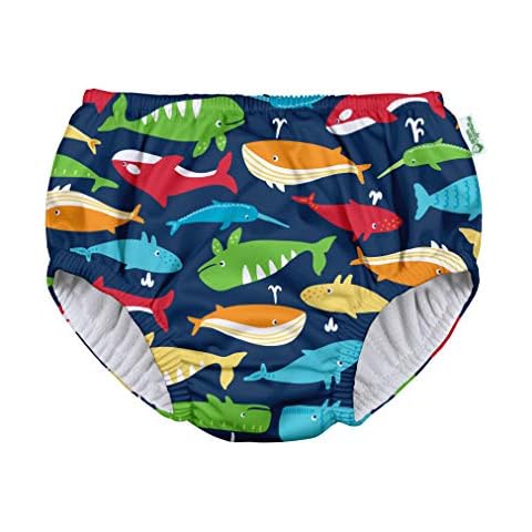 green sprouts Boys' Swim Diaper, Navy Whale Cover
