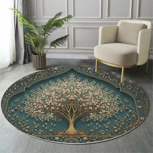 Tapis sarcelle lavable rond pour éliminer les taches du salon - 4