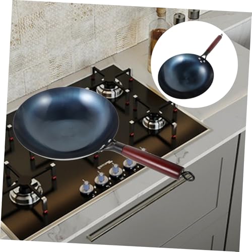 Wok de hierro con mango de madera antiadherente miniatura 7