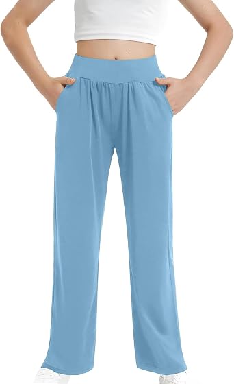 Cethrio Girls Sweatpants Size 10-12 Baggy Drawstring High Waisted Wide Leg Pants Casual Active Workout Summer Sweat Pants