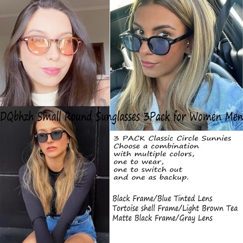 Retro Small Round Sunglasses 3 Pack,Vintage Circle Frame Tinted Sun Glasses Women Men Unisex Classic Stylish Fashion3