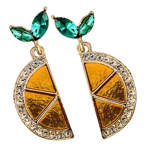 DEARMAMY 1 Par Aretes De Limón Pendientes Aros De Oro Alfiler Cadena De Oro Semental Joyas De Oreja Para Mujer Aretes Con Tachuelas Para Mujer Yellow
