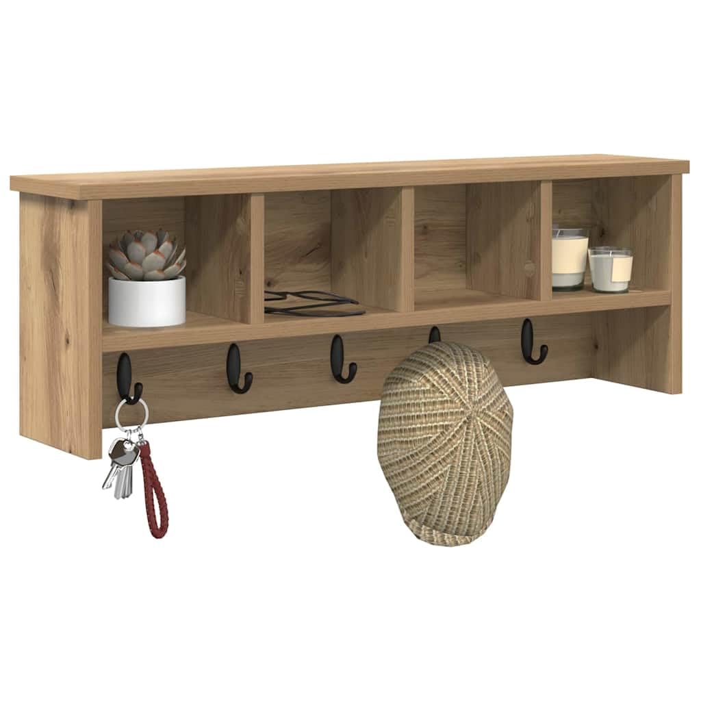 Vidaxl Artisan Oak Wall-Mounted Coat Rack Wall-Mounted 75 X 16 X 26 Cm