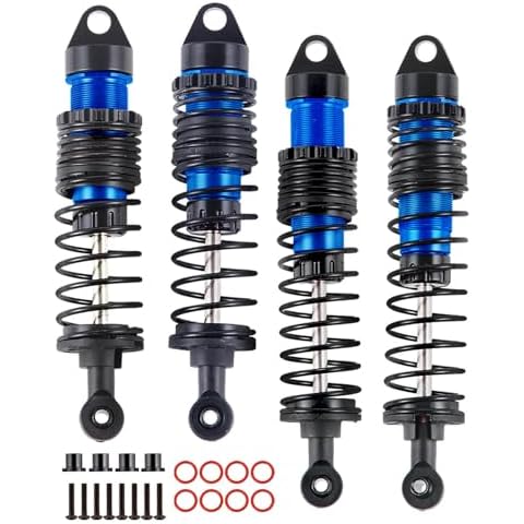 hopsupRC Full Aluminum Big Bore RC Shocks Absorber Damper Upgrades Part for 1/10 Slash/Stampede/Rustler/Bandit VXL 4X4 2WD,Front Rear Assembled Full Metal Shocks,4PCS Navy Blue Cover