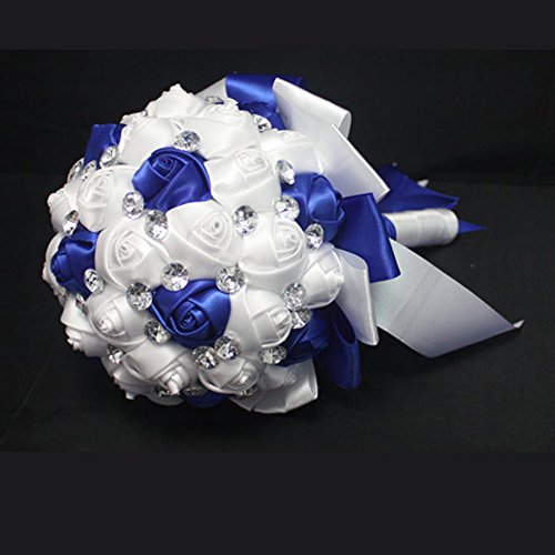 Faybox Crystal Satin Rose Bridal Bridesmaid Bouquets Wedding Flower Decor #TOP2