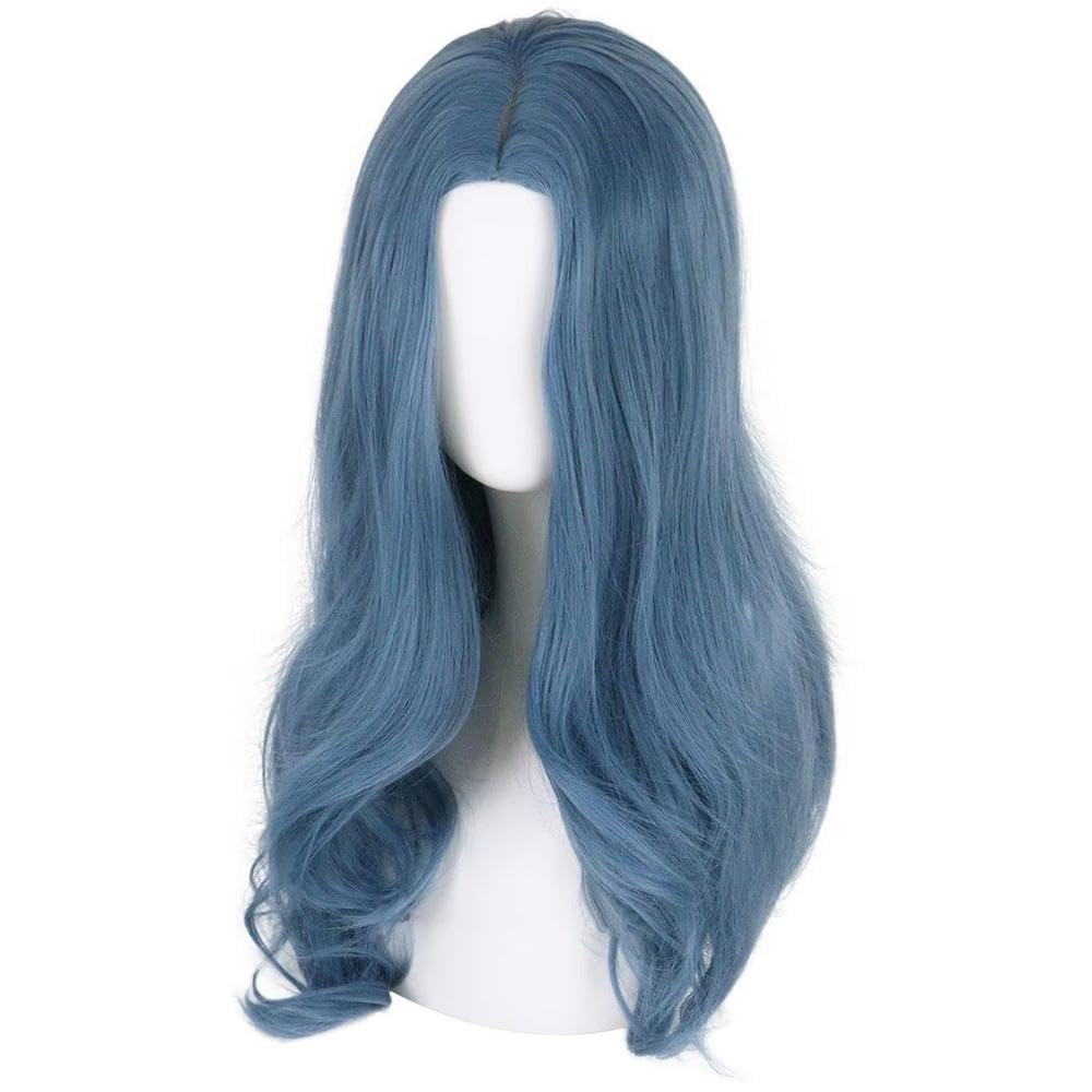 Haarpflege Frauen Blau Mittelteil Lange Welle Lockiges Haar Perücke Für Cosplay Tägliche Party