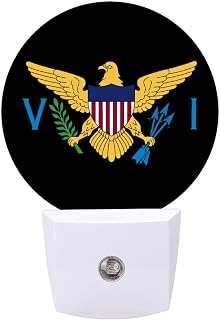 Virgin Islands Flag Funny LED Night Light Plug Into Wall Auto Sensor Night Light for Hallway Washroom Staris Kitchen Bedroom