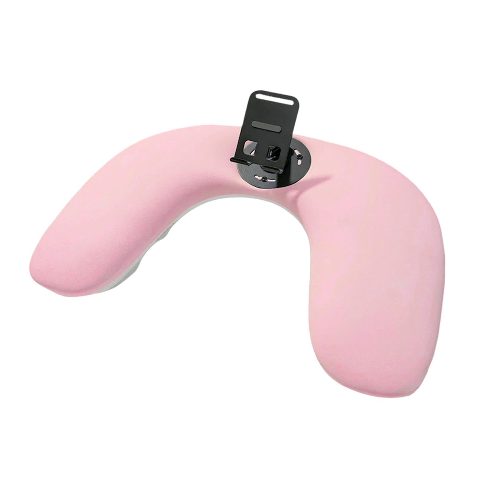 Generic Cuscino Manicure U Forma Poggiabraccio per Unghie con Porta Telefono in PU Pelle E Metallo Design Ergonomico Rimovibile Adatto a Scuole, Rosa