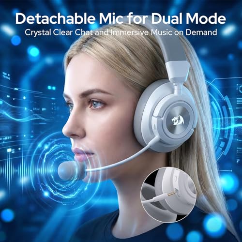 Image of Redragon H889 Wireless Gaming Headset, 4-in-1 (2.4G /BT /USB /3.5mm), 51H Battery & Play-While-Charging, 7.1 Spatial Audio & 53mm Drivers, Detachable Mic, Multi-Platform Headphone for PC /PS5 /NS /Mobile