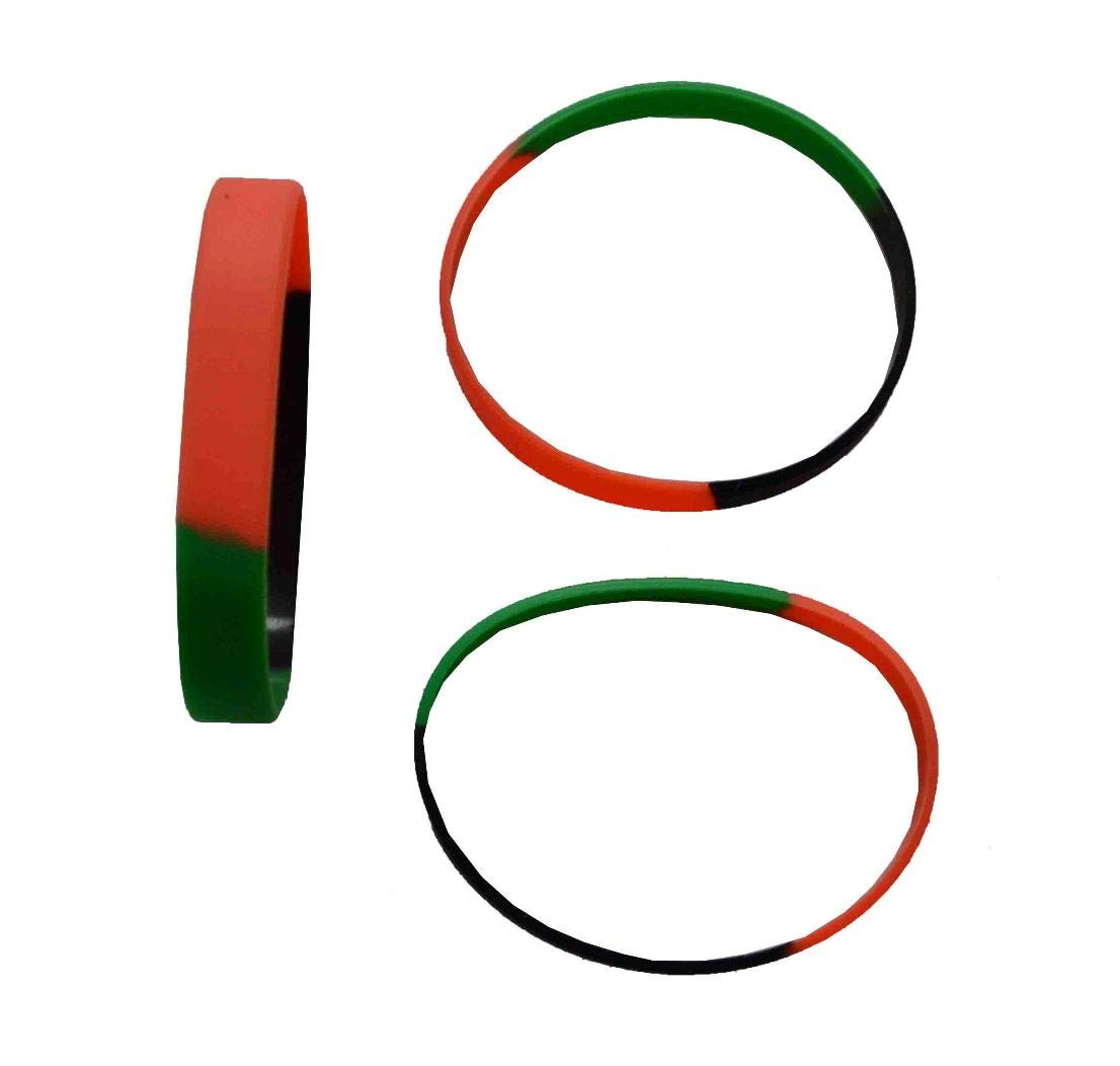 Tiger Smile Silicone Rubber Bracelet Set of 3 pcs Red Black Green
