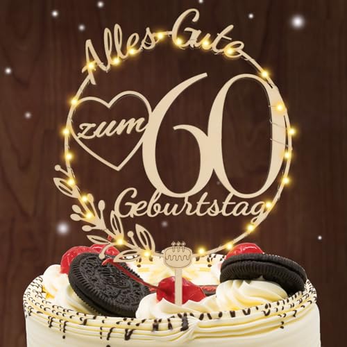I LOVE MOM Cake Topper 60 Geburtstag Holz,60 Tortendeko Geburtstag Kuchen Deko für Mädchen Junge Frauen Mann