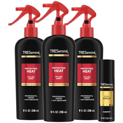 TRESemmé Protecting Heat Spray with Keratin, 3-Pack – Professional-Quality Thermal Protection for Hair up to 450°F, Anti-Frizz Hair Products, 8 Oz Ea