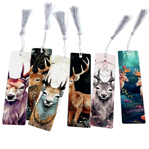 Marque-page cerf à pompon : lot de 6 signets magnifiques pour livre