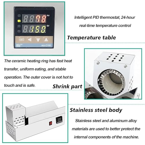 600W Uszczelka do butelek wina, cyfrowa kontrola temperatury termostatu, owijarka termokurczliwa ze stali nierdzewnej do folii PVC PP PE POF, szybka 5-sekualna uszczelka do średnicy 80 mm
