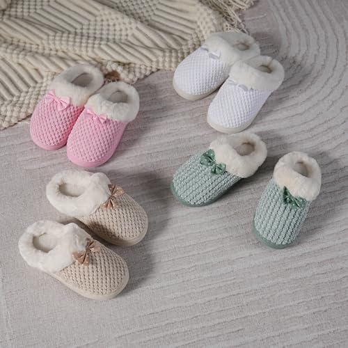 Image of WateLves Girls Slippers Memory Foam Toddler Kids Comfort Wool-Like Plush Fleece Lined House Shoes for Indoor & Outdoor
