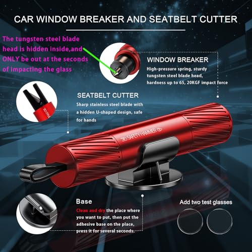Image of Safe Hammer Glass Breaker Underwater, Car Hammer Window Breaker Seatbelt Cutter Emergency Kit Escape Tool, Car Accessories Safehammer Glass Breaker for Men (2Pack: Black)