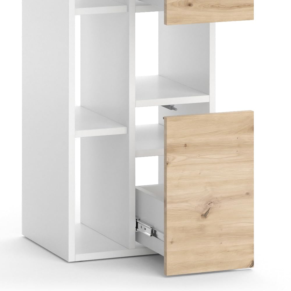 Vicco Mobiletto da bagno Alf, Bianco, 36 x 117 cm con 2 cassetti, per riporre risparmiando spazio sopra la lavatrice