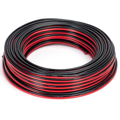 Cable de Audio 2G0.75mm² 20M, rojo y negro para transmisión de audio en equipos de sonido y conexión entre dispositivos.