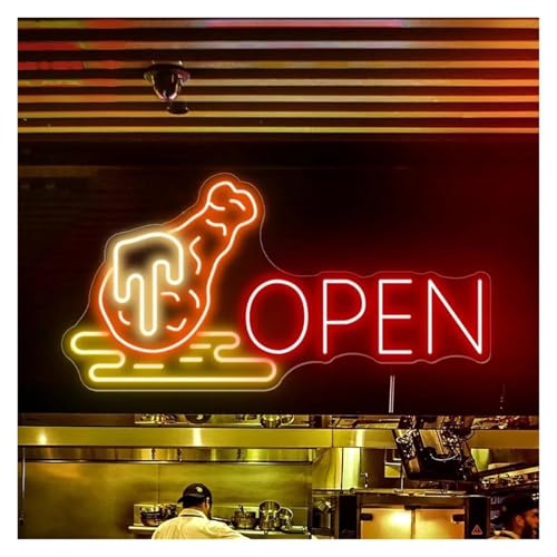 Enseigne au néon LED ouvert pour restaurant avec luminosité réglable par alimentation USB 40cm