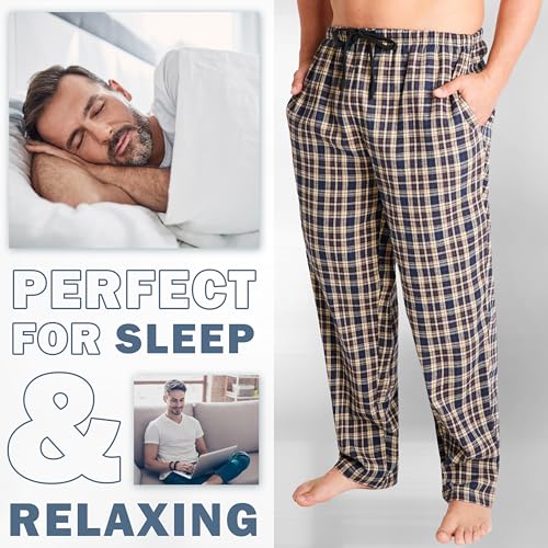 Image of Get Trend 2-Pack Pajama Pants for Men, Teens, M-3XL Lounge Bottoms for Sleepwear, Soft PJ Pants with Pockets, Gifts for Men