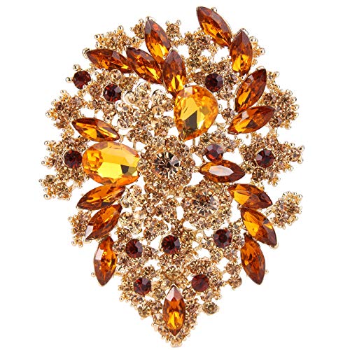 Image of EVER FAITH Women's Austrian Crystal Vintage Style Flower Leaf Cluster Brooch Pendant