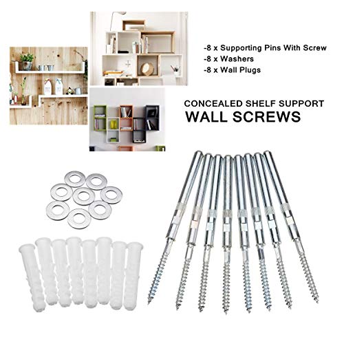 KING DO WAY Juego de 8 Soportes estantes Invisible, Flotante fijación de Metal, Consoles para Estantería Soporte (184mm)