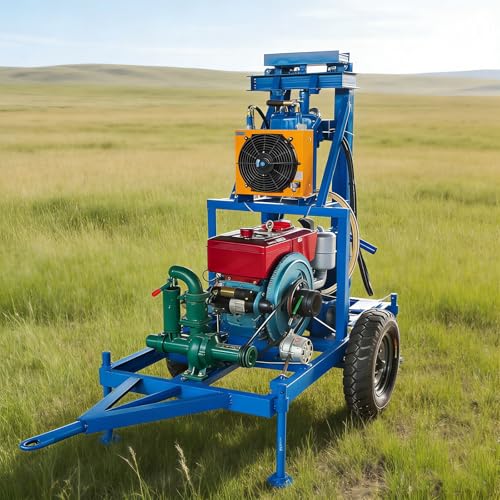 Portable Small Water Well Drilling Rig for Geothermal Irrigation, Efficient Operation Mobile Crawler Water Well Drill Machine for Gardens and Home Use, Easy Installation