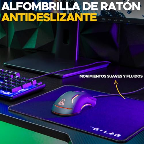 Miniatura 5 de The G-Lab Combo Sulfur - Pack Gaming 4 en 1 Teclado Ratón Cascos QWERTY ES | Teclado Gaming + Ratón 3600 DPI + Auriculares Gaming + Alfombrilla Antideslizante, Compatible PC/PS4/PS5/Xbox