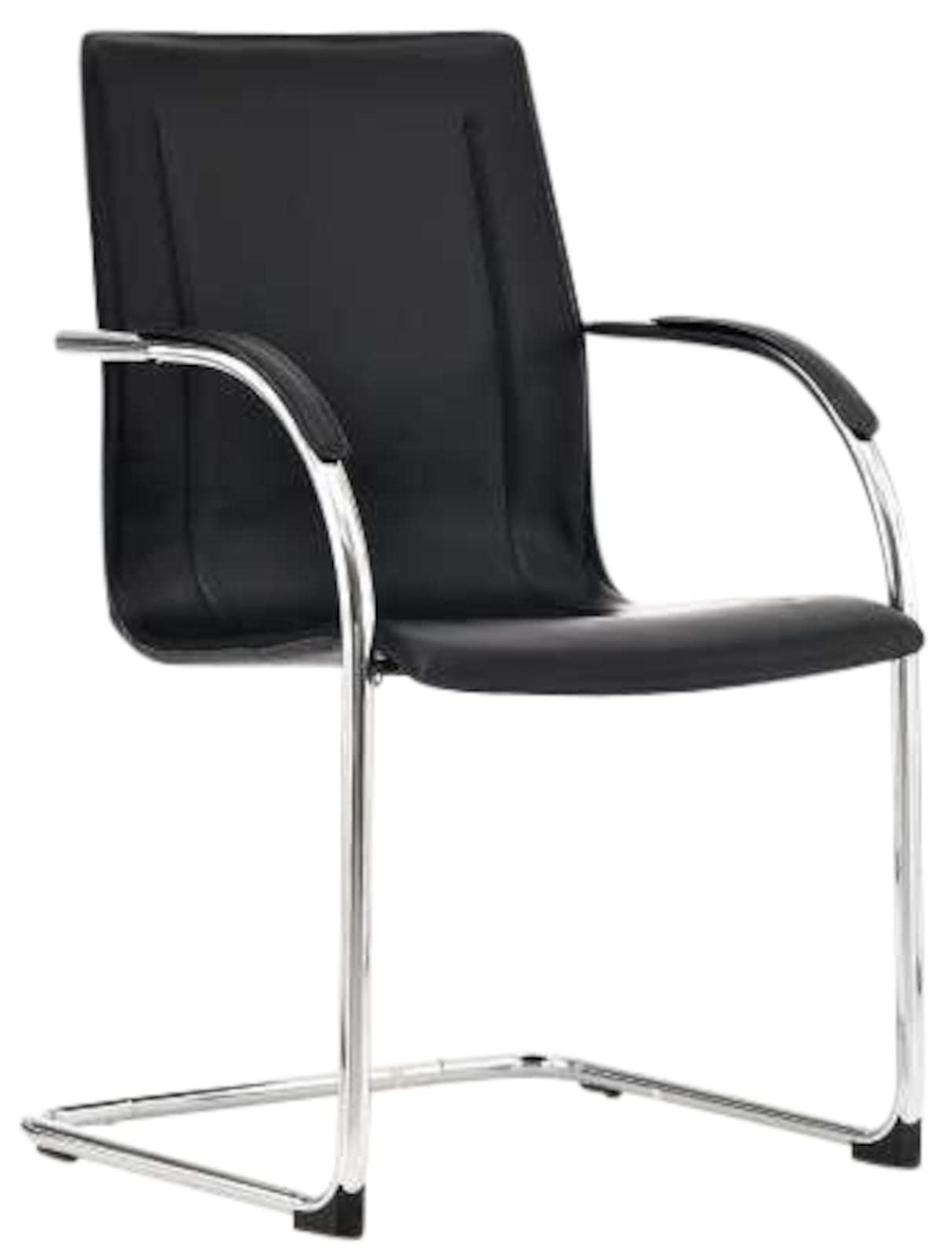 CLP Lot De 3 Chaises Oscillantes Melina Similicuir I Sièges De Visiteur avec Accoudoirs Et Pied Luge en Métal, Couleur:Noir