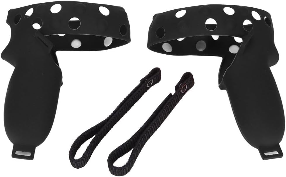 Silicone VR Handle Protective Cover Soft Non-Slip Adjustable Knuckle Strap for Oculus Quest 2 Controller Protection Case(Black)