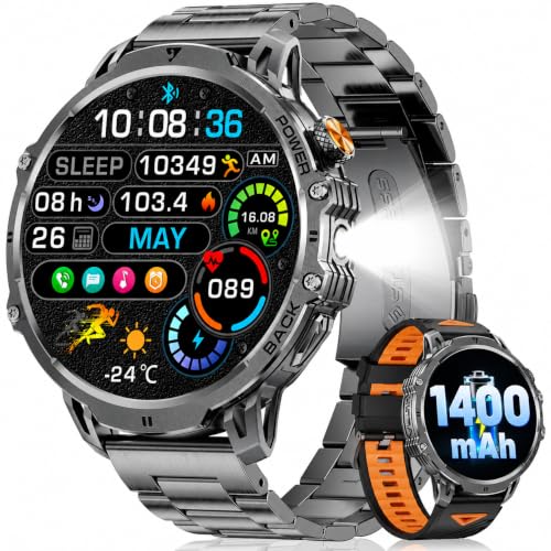 LIGE Militär Smartwatch Herren - 1400 mAh/1,85" HD Großes Touchscreen/Licht – Ansicht 1
