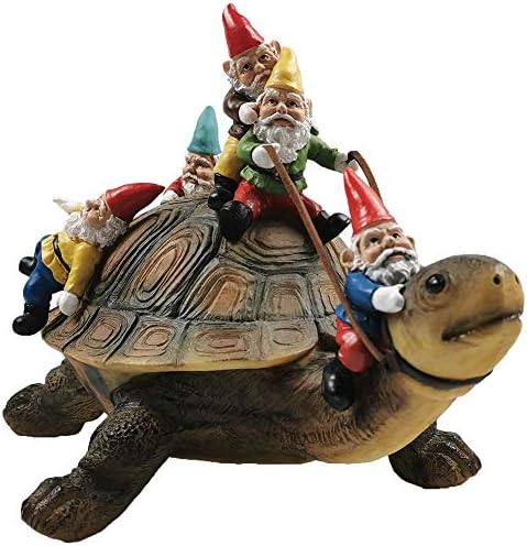 Sunthus Garden Gnome Turtle Statues Yard Art Resin Figurine Decorations Outdoor Garden Décor