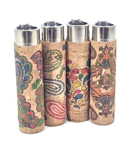 Bundle Clipper Retro Pattern Cork Covered Cigarette Lighters 4 Styles