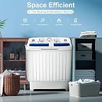 DORTALA Portable Washing Machine, 20 Lbs Twin Tub Washer & Spinner, Compact Laundry Washer for RV, Apartments and Dorms, Blue + White