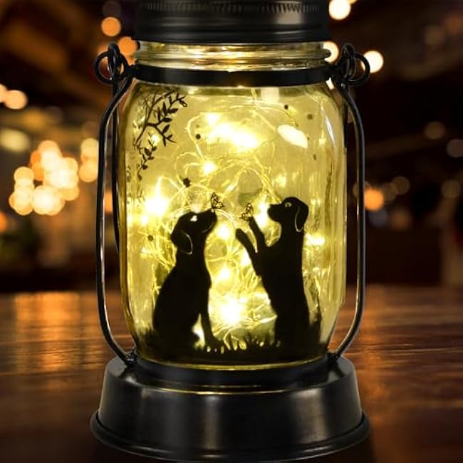 Dog Solar Lanterns Dog Lover Gifts for Women Men Dog Lovers Gifts Hanging Dog Lanterns with Stake for Yard Lawn Garden Decor Waterproof Dog Lights Torches