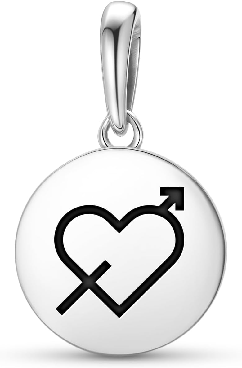 925 Sterling Silver Fit Pan Charms Bracelet Circular Symbol Eros Cupid Pendant Women's Bead for Bracelets and Necklaces
