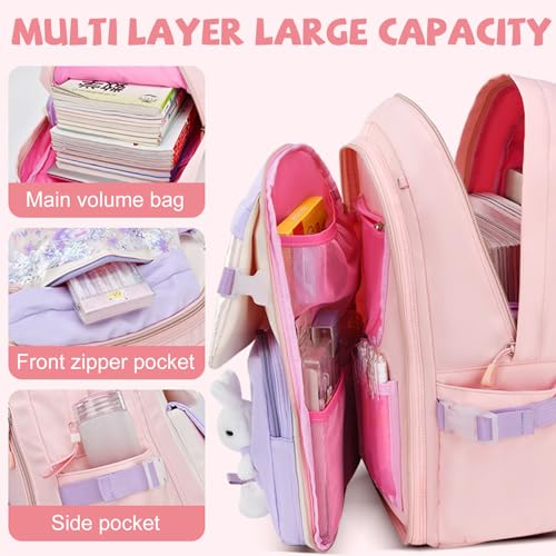 Sac a dos d'ecole etanche filles avec compartiments ergonomiques - 6