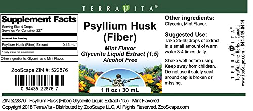 Miniatura 4 de Terravita Extracto líquido de glicerita de cáscara de psyllium (fibra) (15) - sabor a menta (1 oz, ZIN 522876)
