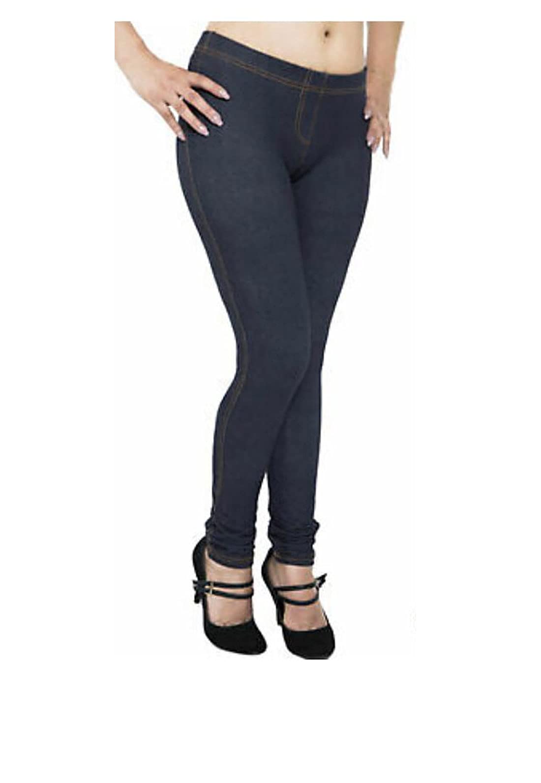 Fairy Trendz Ltd Women's Navy Blue Stretchy Denim Look Jeggings Casual Plus Size Full Length Skinny Leggings ( Uk 20-22)