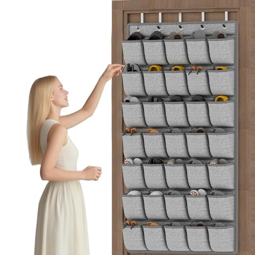 Consejos para Comprar Zapatera para Puerta para comprar hoy. 49 homyfort Organizador de zapatos con 35 bolsillos sobre la puerta, estante para zapatos de puerta colgante para clóset, soporte grande para almacenamiento de zapatos, organizador...