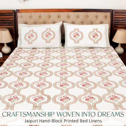 Image of Bedsheet with 2 Pillow Covers, Pink, King Size