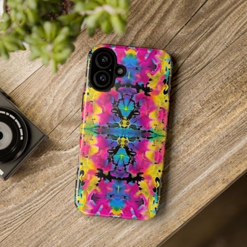 Coque iPhone 16 Plus motif abstrait multicolore vif rigide